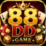 88DD Game casino-style app icon with gold 88 lettering, red DD text, playing cards, poker chips, dice, and crown