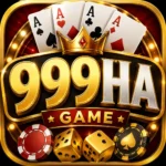 999HA Game casino-style icon with gold lettering, playing cards, crown, poker chips, and dice