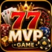 77MVP Game casino-style icon with bold 77MVP lettering, poker cards, casino chips, dice, and a glowing gaming design