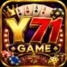 Y71 Game casino-style Android gaming app icon with gold lettering, playing cards, casino chips, roulette wheel and dice